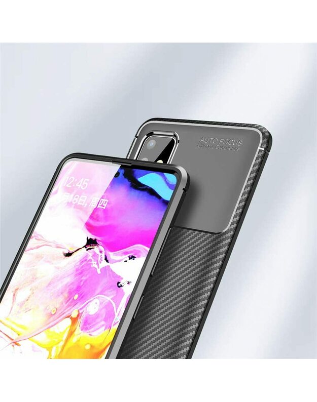 Dėklas SAMSUNG GALAXY A51 Armored Shockproof Carbon Fiber juodas