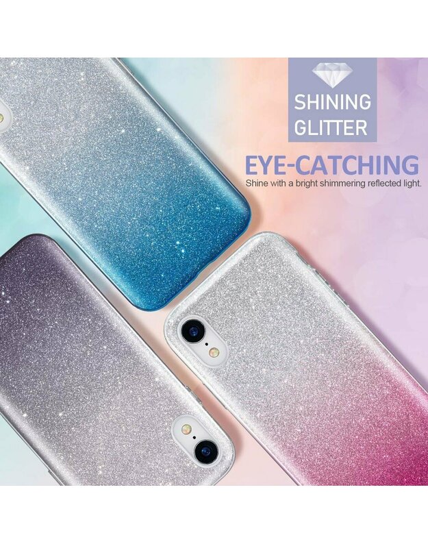 Dėklas SAMSUNG GALAXY A51 Glitter sidabro-rožinis