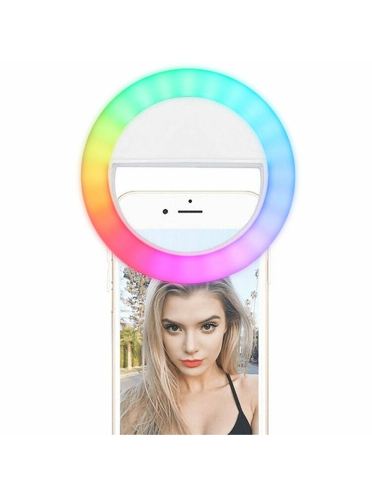 „RGB Ring“ asmenukių lempa + „Micro USB“ LED kabelis HRY107 rožinė