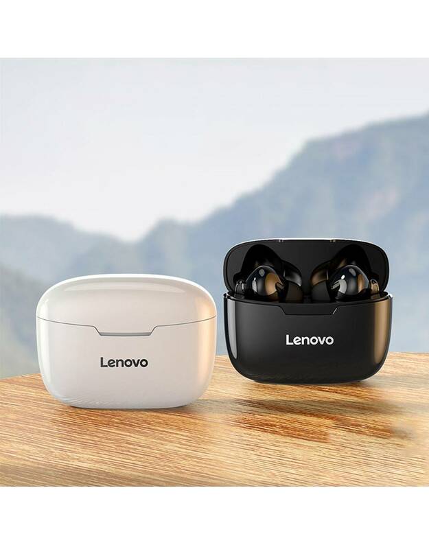 Belaidės ausinės „Bluetooth 5.0 TWS“ vandeniui atsparios „Lenovo XT90“ juodos