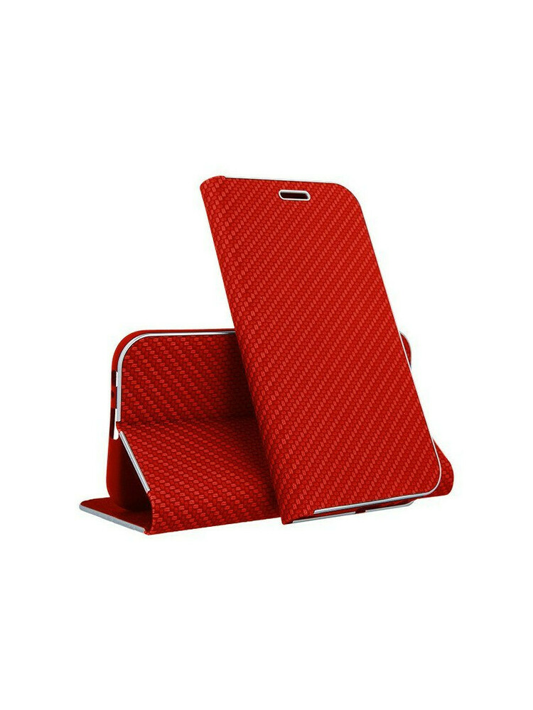 Vennus book carbon, knygutė skirta iPhone 12 mini, raudona.