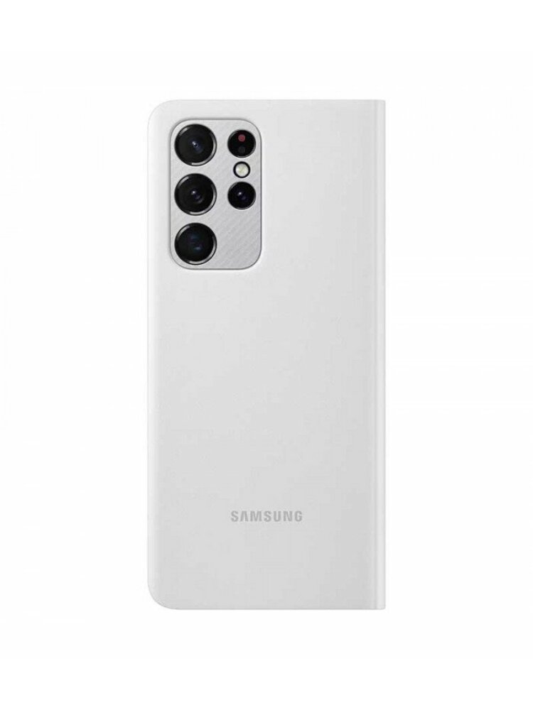 Originalus šviesiai pilkas atverčiamas dėklas "Clear View Cover" Samsung Galaxy S21 Ultra telefonui "EF-ZG998CJE"