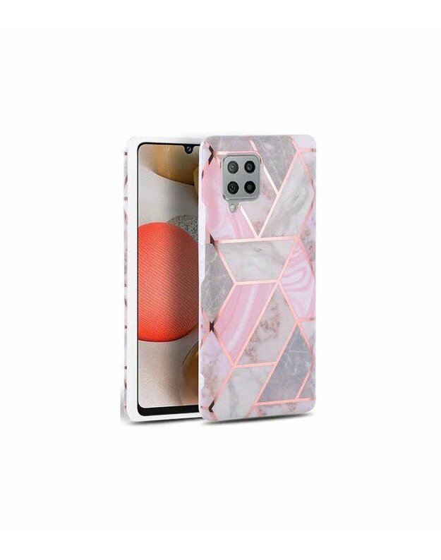 Rožinis dėklas su marmuro efektu Samsung Galaxy A42 5G telefonui "Tech-Protect Marble"