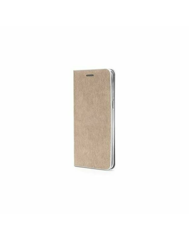 Luna Book Silver, skirtas Samsung Galaxy A42 5G FORCELL piniginės dėklas Gold