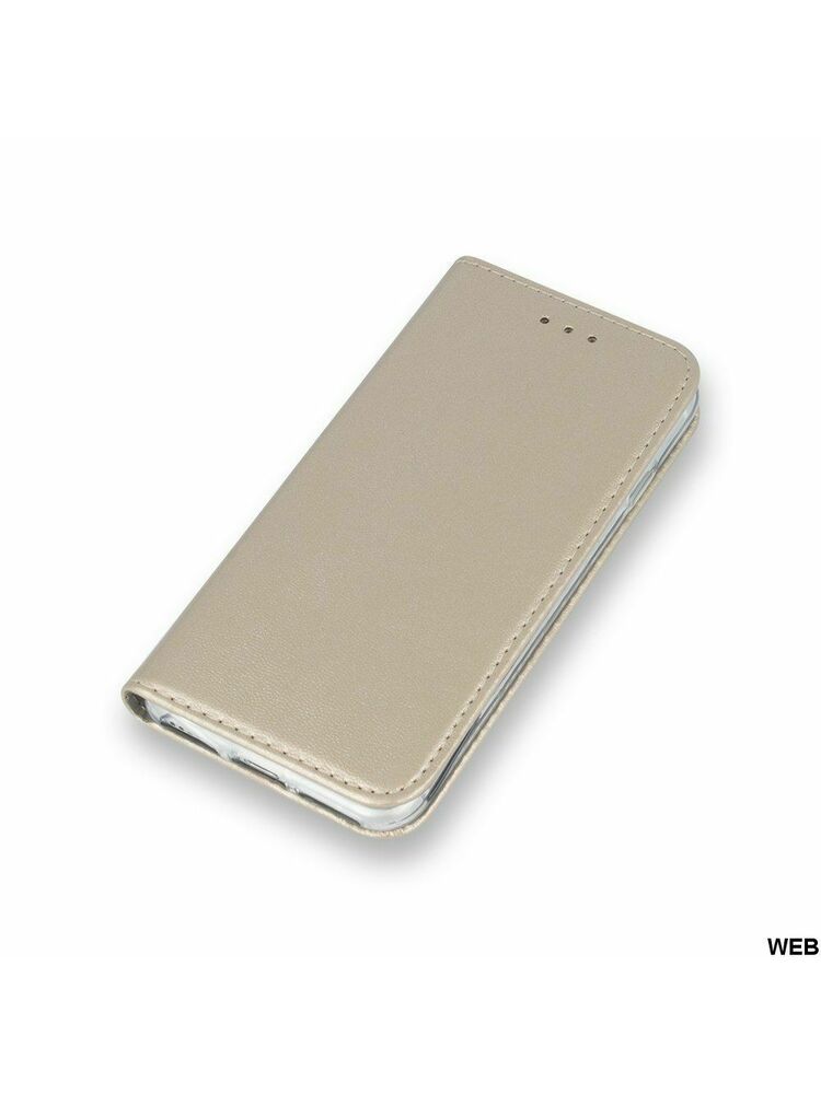 Dėklas Samsung Galaxy S10 E FLIP dirbtinės odos Auksinis magnetinis užsegimas