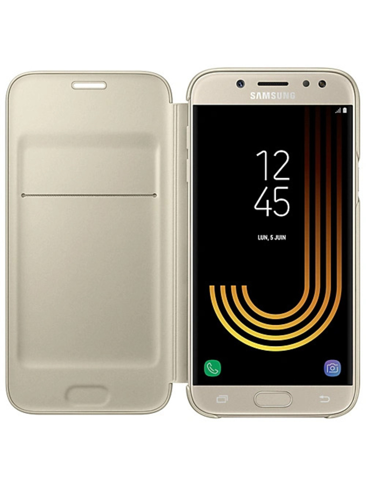 Originalus Samsung Galaxy J5 2017, SM-J530 Gold Flip piniginės dangtelis