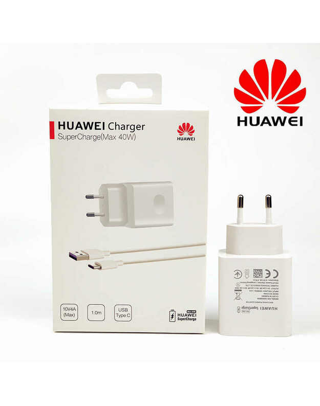 Originalus įkroviklis Huawei“ SuperCharge  (Max 40W) + Type-C USB laidas - baltas
