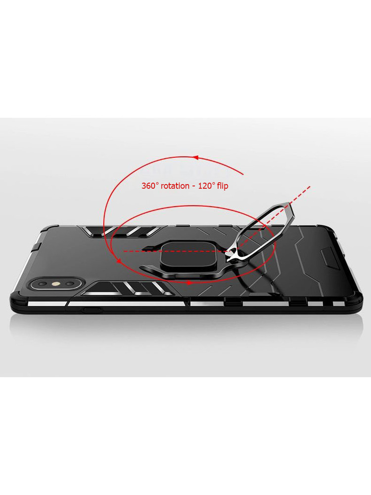 Patvarus žiedinis šarvų dėklas, skirtas Samsung Galaxy S21 FE juodas