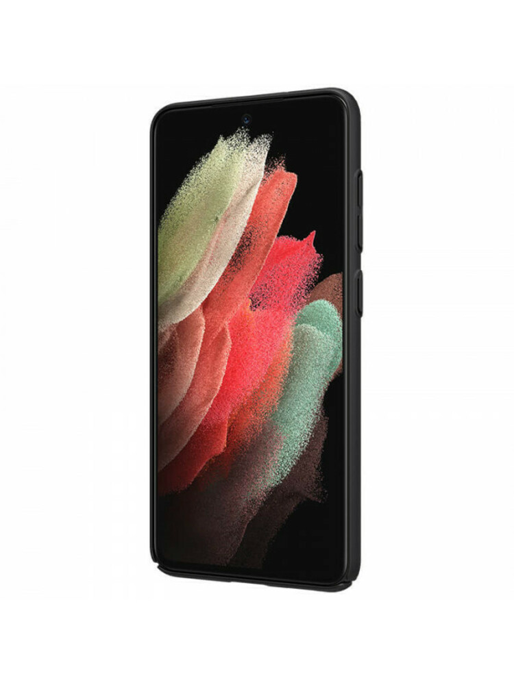 Juodas dėklas Samsung Galaxy S21 FE 5G telefonui "Nillkin Frosted Shield"