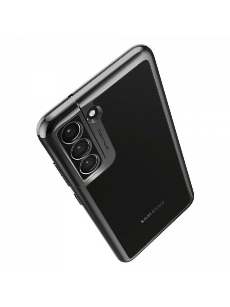 Pilkas dėklas Samsung Galaxy S21 FE telefonui "Spigen Optik Crystal"