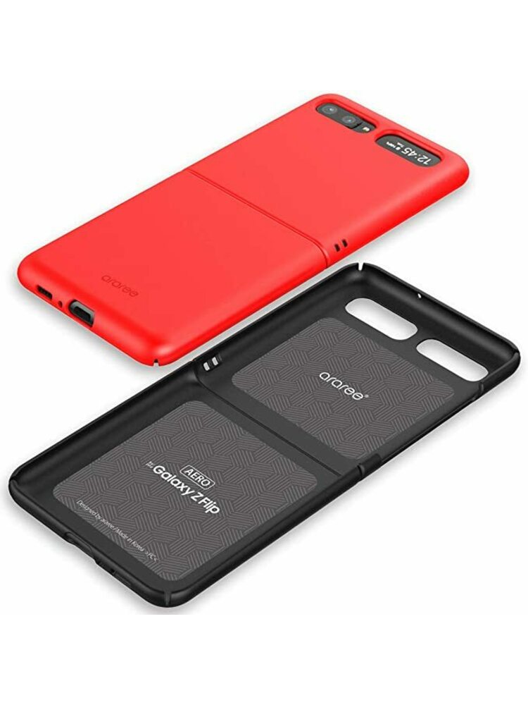 araree [Aero] Galaxy Z Flip Case, itin plonas ir kietas polikarbonatinis dėklas, raudonas