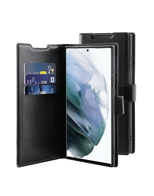 BeHello Samsung Galaxy S22 Ultra Gel piniginės dėklas, juodas