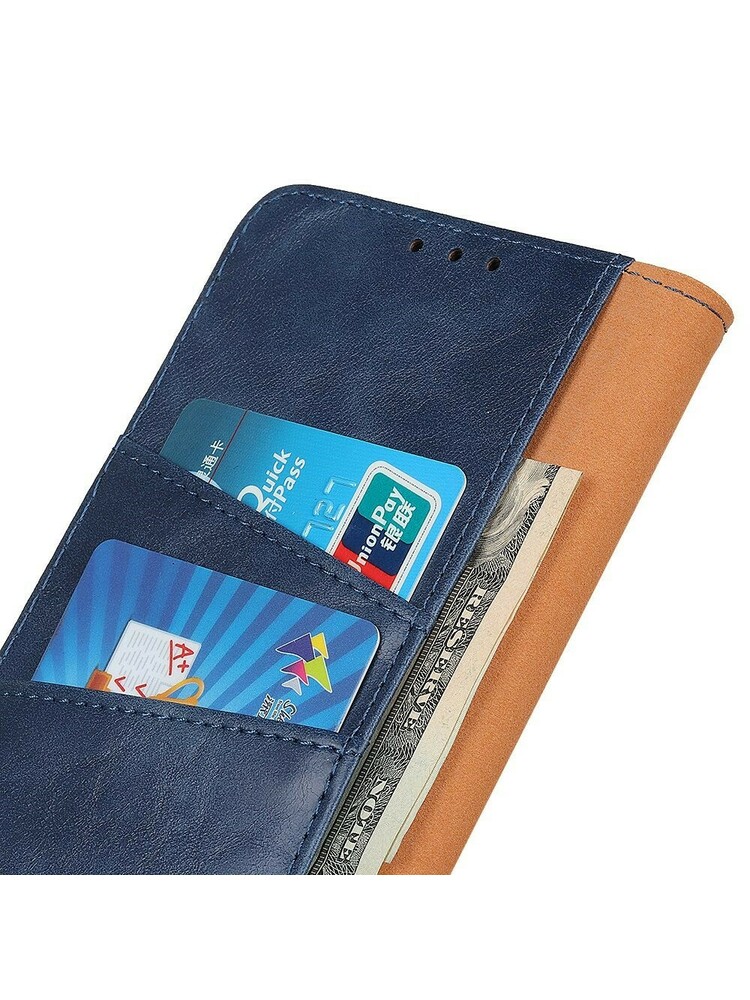 Crazy Horse Leather Piniginės dėklas, skirtas Xiaomi Poco X4 Pro 5G, mėlynas