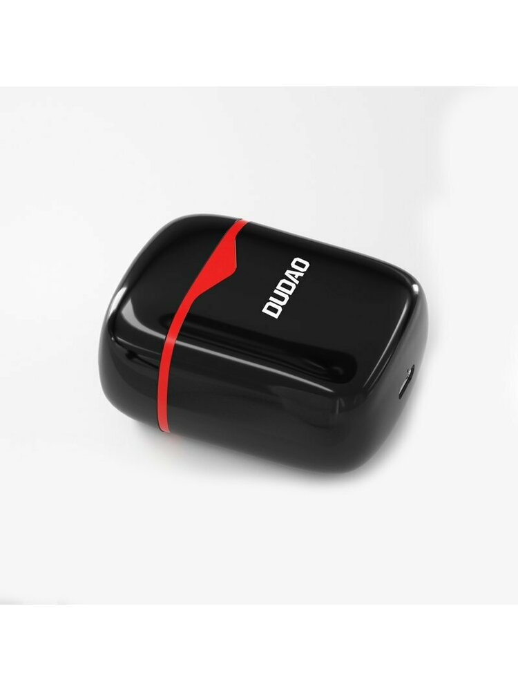 „Dudao U12 TWS“ belaidės „Bluetooth“ ausinės juodos / raudonos spalvos