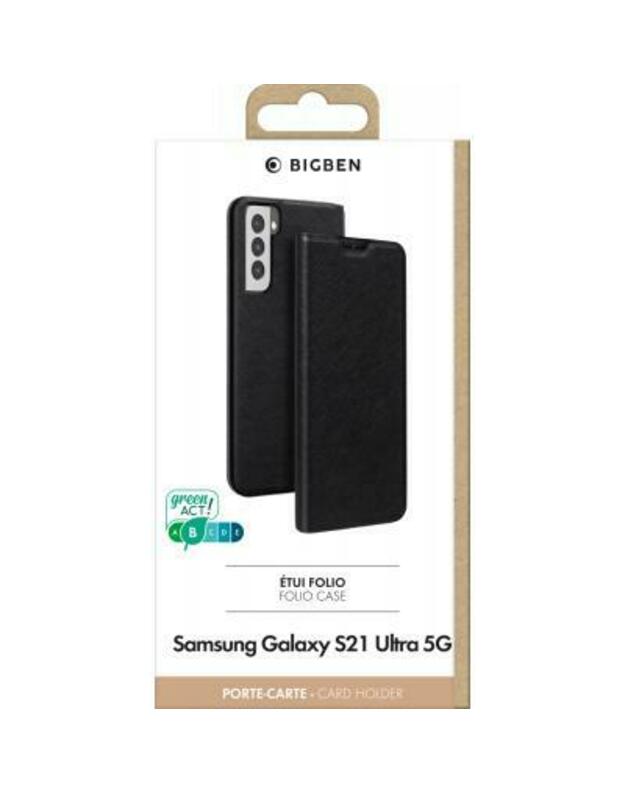 Folio Samsung  S21 Ultra 5G dėklas knygutė Black Bigben