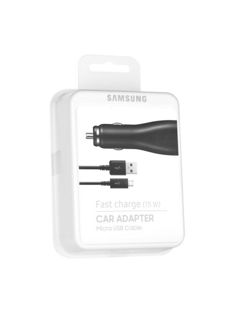 Telefono auto originalus įkroviklis „Samsung Micro USB 5V / 9V“ greito įkrovimo automobilinis įkroviklis juodas
