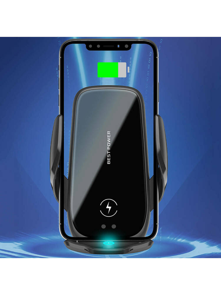 Automatinis automobilio laikiklis 15 W su indukciniu įkrovimu + magnetiniais antgaliais USB-C / Lightning / Micro USB ventiliacijos grotelėms / Supply M11 juoda