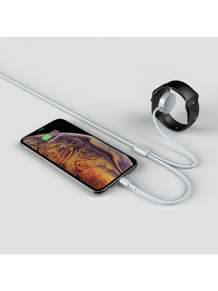 USB kabelis Devia Smart 2in1 Lightning+Apple Watch belaidis įkroviklis