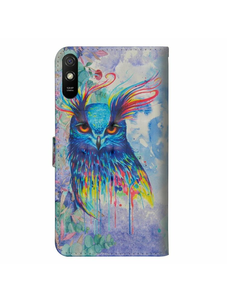 Piniginės dėklas skirtas Xiaomi Redmi 9A, Light Spots Decor, Colorful Owl