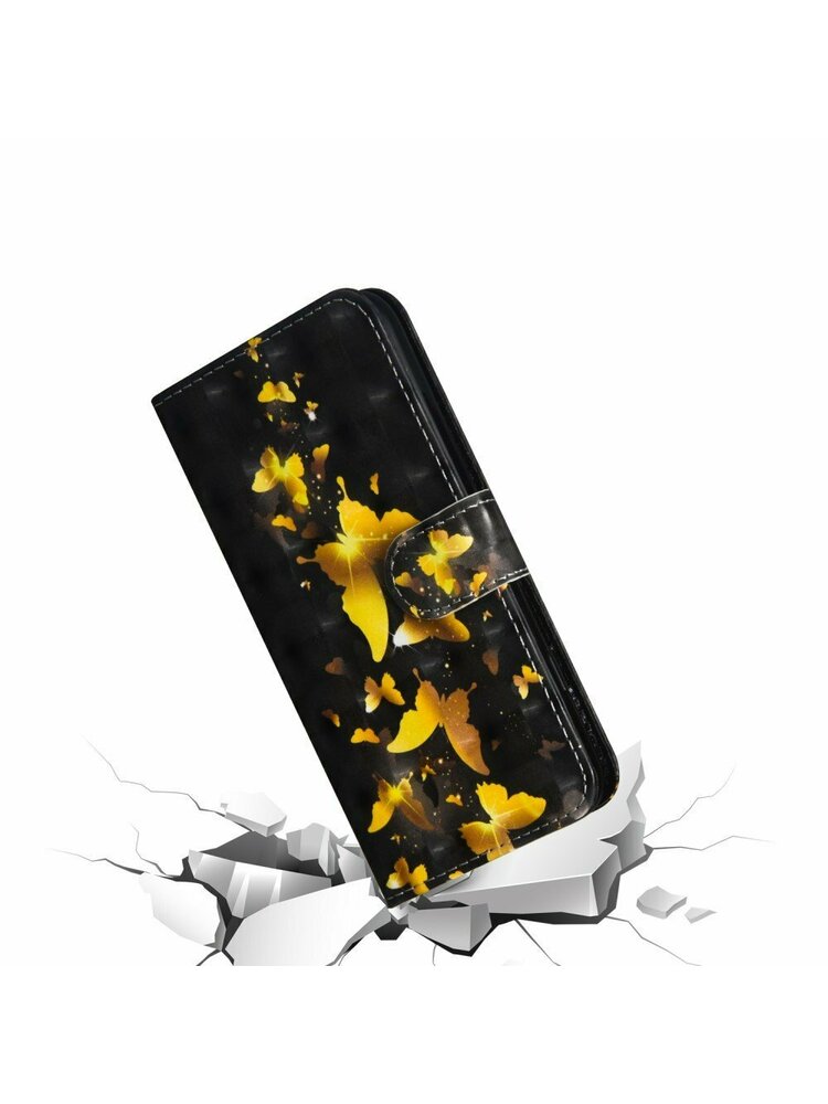 Piniginės dėklas skirtas Xiaomi Redmi 9A, Light Spots Decor, Gold Butterflies
