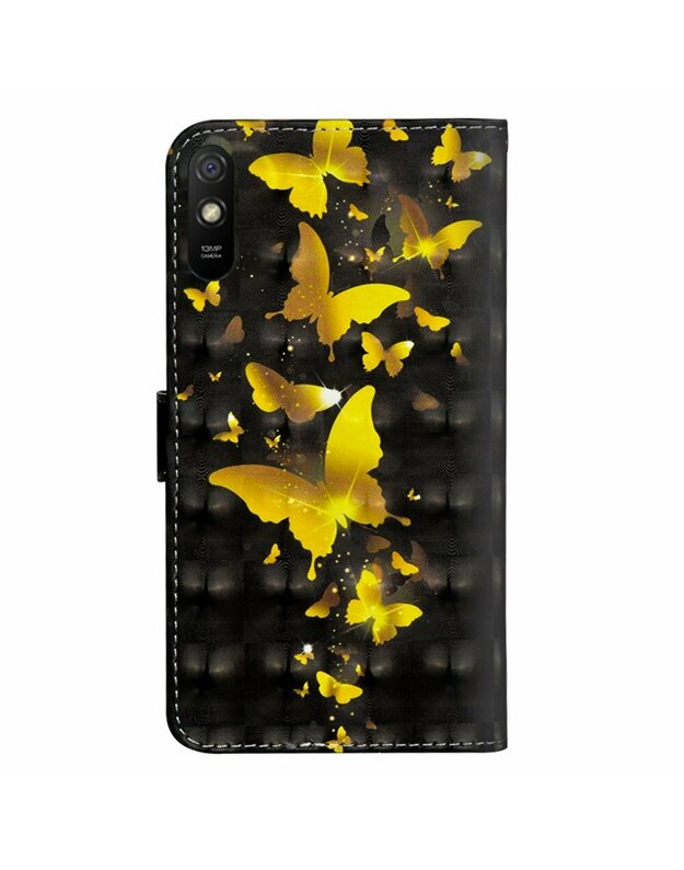 Piniginės dėklas skirtas Xiaomi Redmi 9A, Light Spots Decor, Gold Butterflies