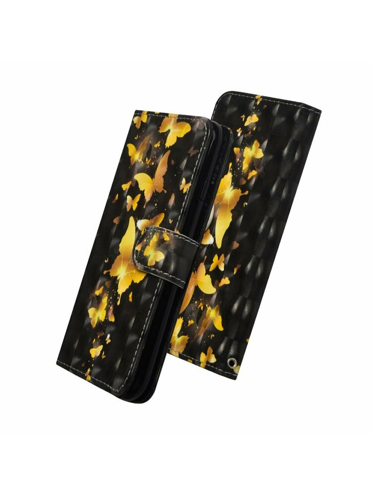 Piniginės dėklas skirtas Xiaomi Redmi 9A, Light Spots Decor, Gold Butterflies