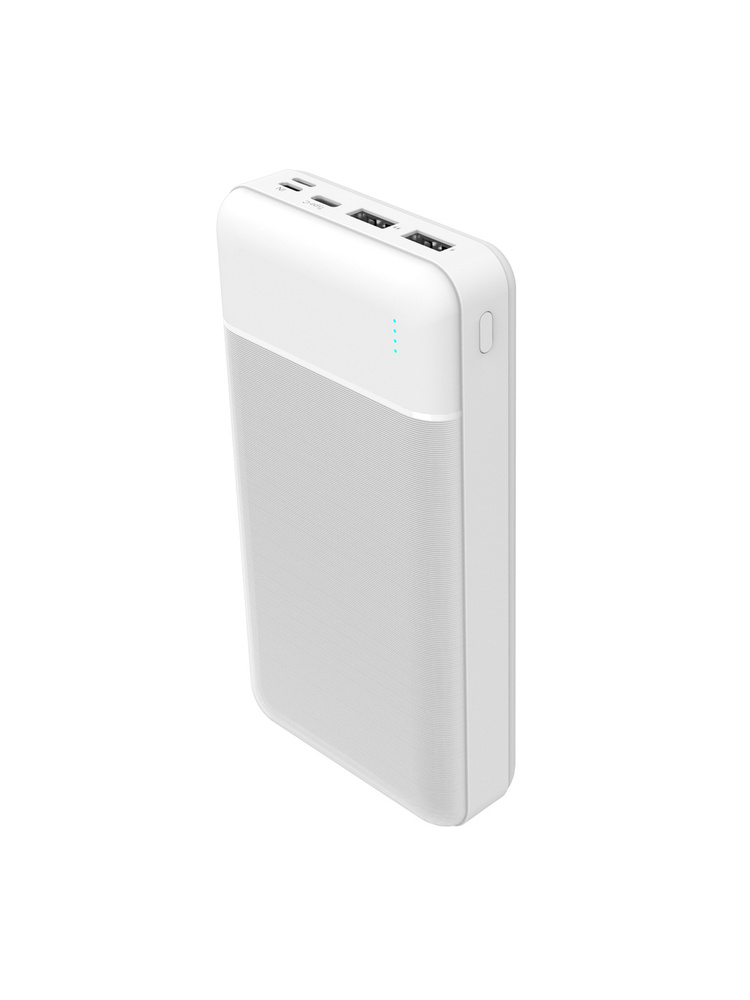 Power Bank 30000mAh (2xUSB + USB Type C + Micro USB + Apple Lightning) Platinet polimeras ABS tekstūra juoda išorinė baterija (45725) balta