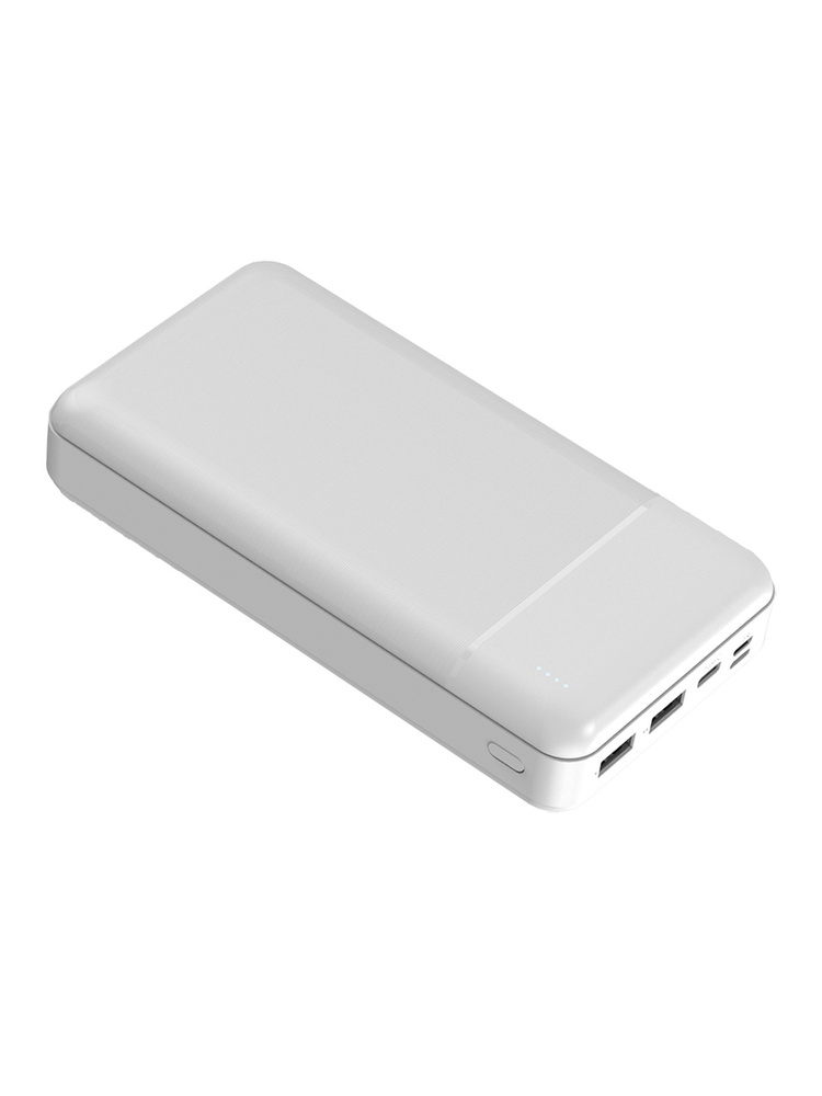 Power Bank 30000mAh (2xUSB + USB Type C + Micro USB + Apple Lightning) Platinet polimeras ABS tekstūra juoda išorinė baterija (45725) balta