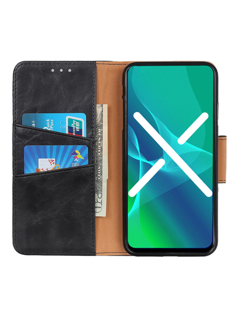 Crazy Horse Leather Piniginės dėklas, skirtas Xiaomi Poco X4 Pro 5G, juodas