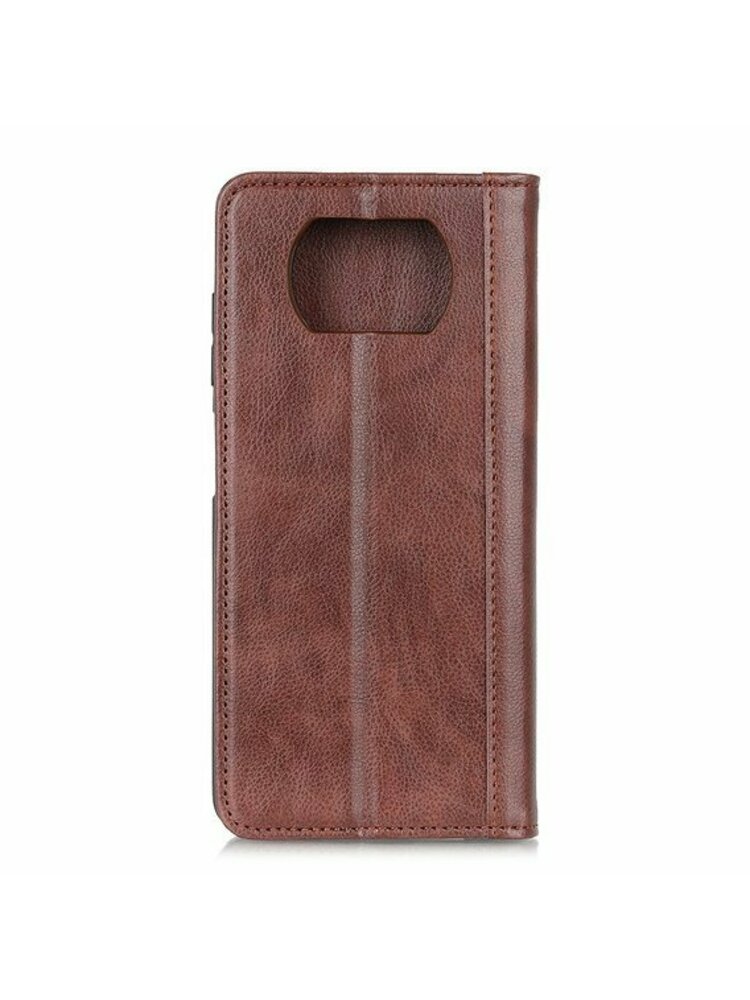 Piniginės dėklas skirtas POCO X3 Pro/NFC, Litchi Leather, Brown