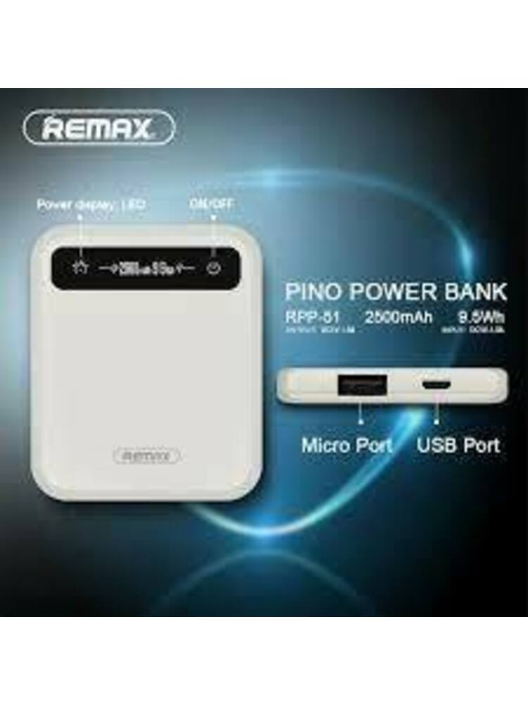 Išorinė baterija Remax Universal REMAX 2500mAh Pino Power Bank RPP-51 White