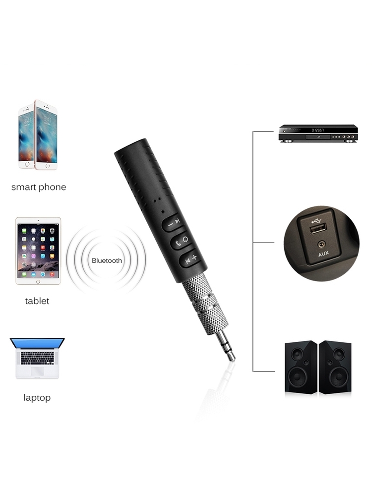 MINI Bluetooth Imtuvas AUX BT-450 juodas