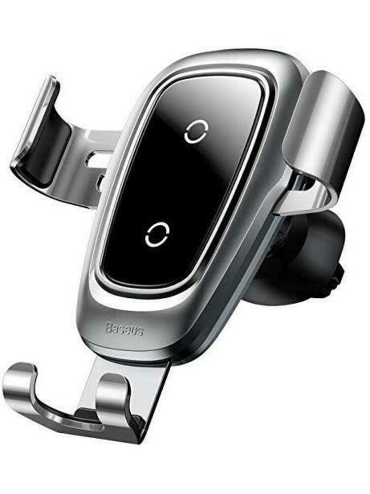 BASEUS CAR MOUNT WIRELESS CHARGER METAL PHONE HOLDER (AIR OUTLET VERSION) SILVER (WXYL-B0S)