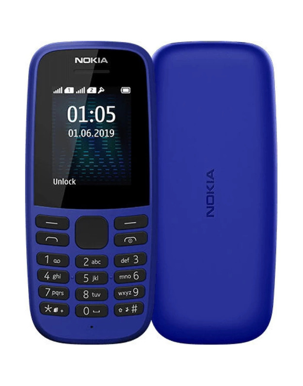 Nokia 105 (2019) dviejų kortelių mėlynas mobilusis telefonas