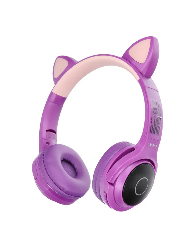 Ausinės belaidės CAT EAR modelis XY-203 violetinės spalvos
