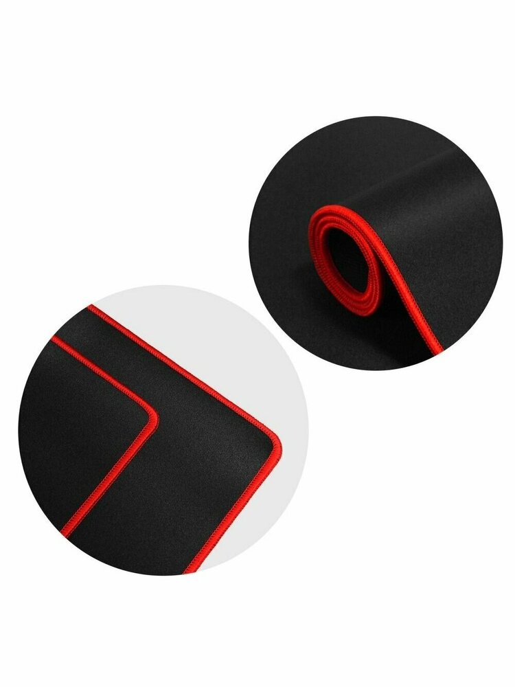 Žaidimų pelės ir klaviatūros kilimėlis 900 x 400 x 3 mm juodas su raudona siūle