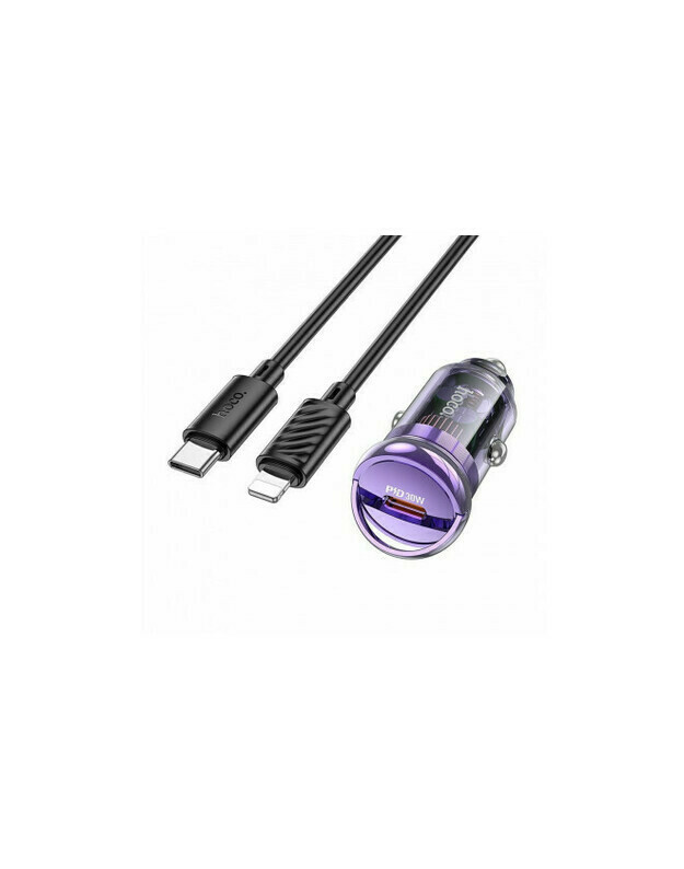 HOCO car charger Type C + cable Type C to Lightning PD QC3.0 30W Z53 purple