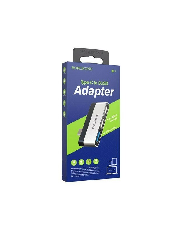 Adapteris skirstytuvas HUB 3X USB 1X USB 3.0 2X USB 2.0 pilkas BOROFONE