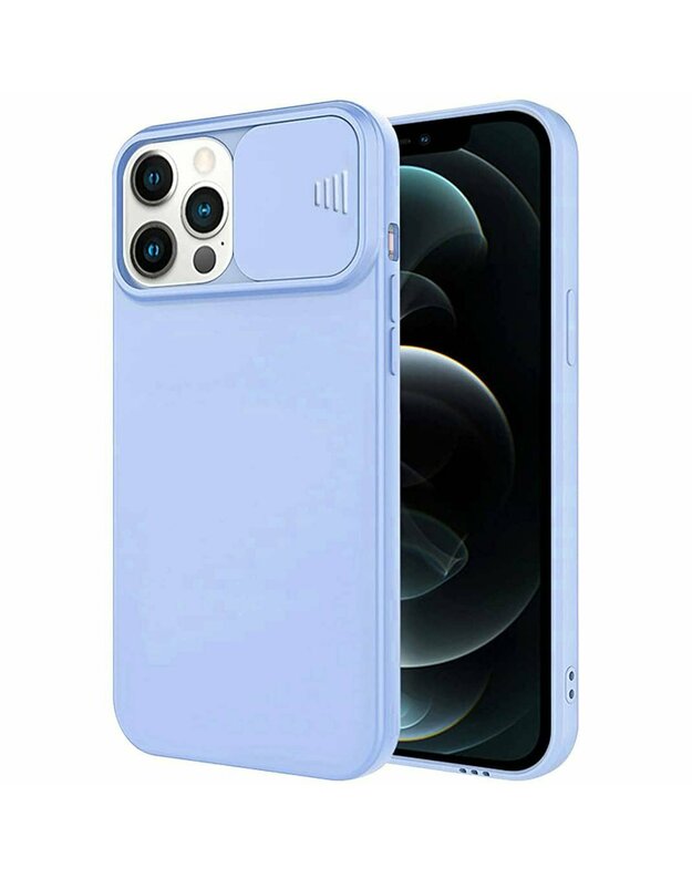 Dėklas IPHONE 11 PRO MAX Nexeri Silicone Lens Privacy Slider Kameros dangtelis šviesiai mėlynas