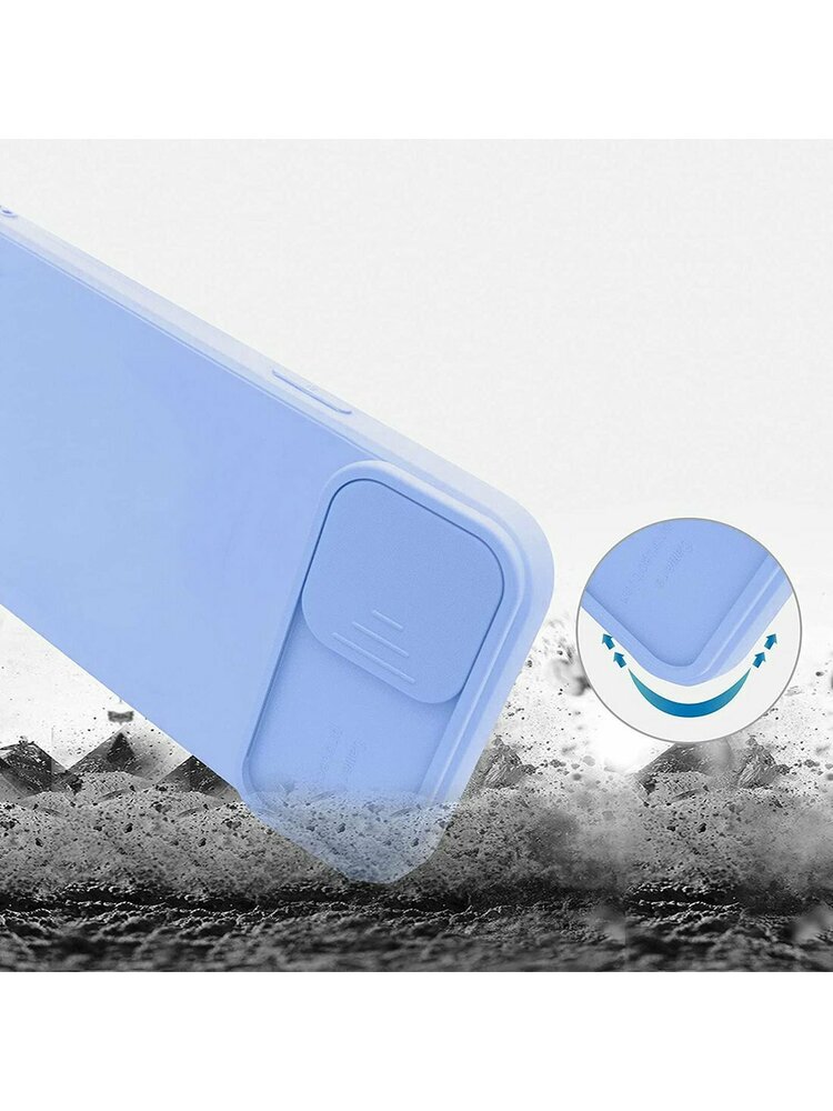 Dėklas IPHONE 11 PRO MAX Nexeri Silicone Lens Privacy Slider Kameros dangtelis šviesiai mėlynas