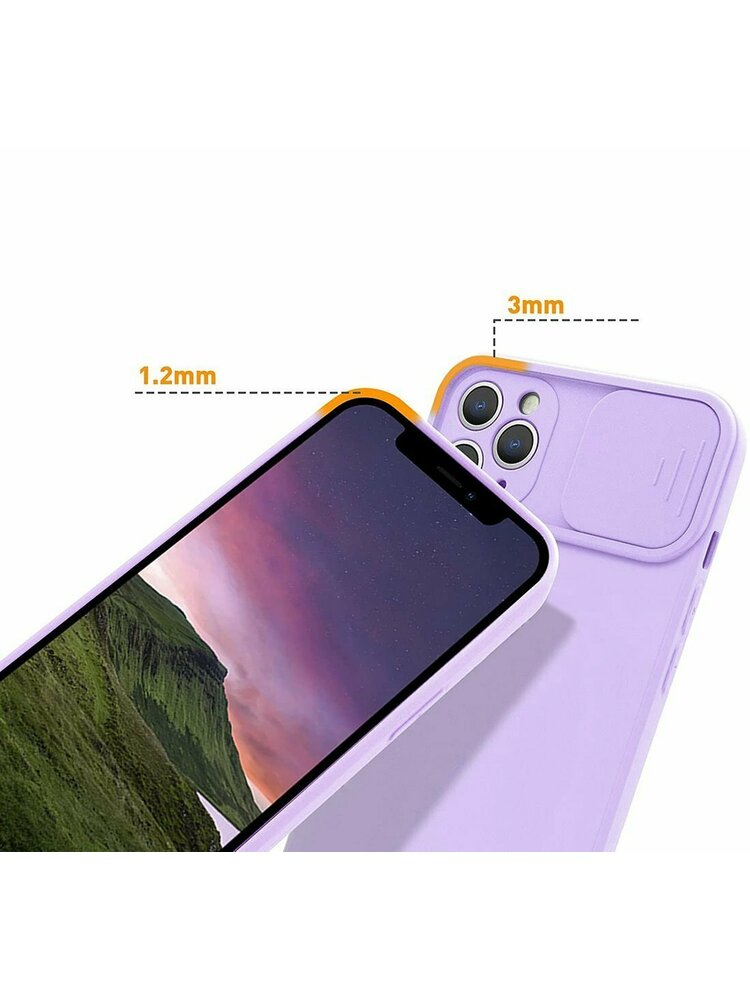 Dėklas IPHONE 11 PRO Nexeri Silicone Lens Privacy Slider Kameros dangtelis violetinis