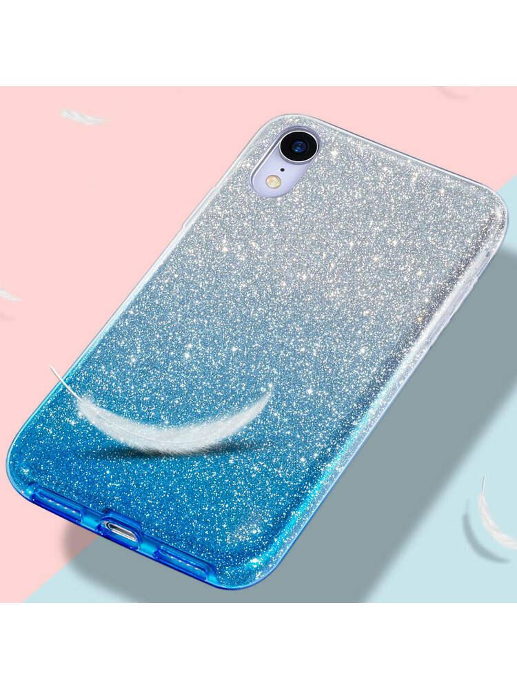 Dėklas XIAOMI 12 LITE Glitter sidabrinis ir mėlynas