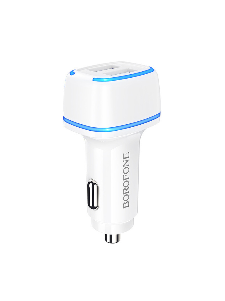 HOCO dviejų prievadų aplinkos apšvietimo automobilinis įkroviklis BZ14, baltas