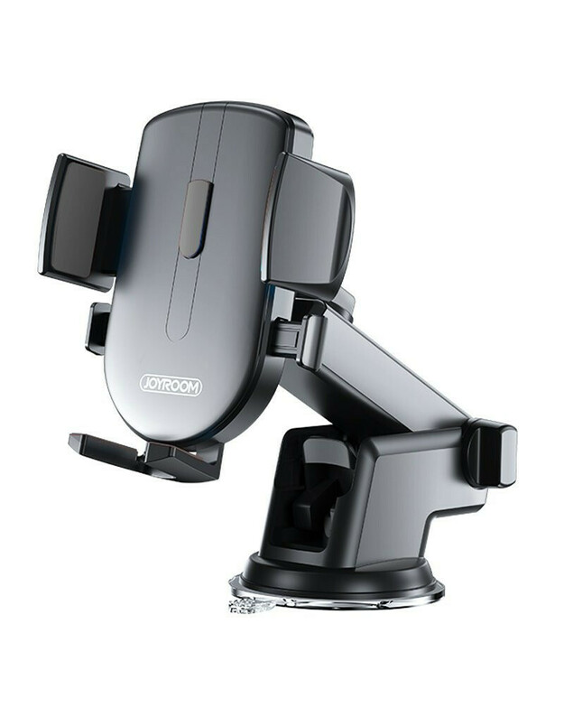 Joyroom automobilinis telefono laikiklis su teleskopine ištraukiama rankena prie prietaisų skydelio ir lango juodos spal...