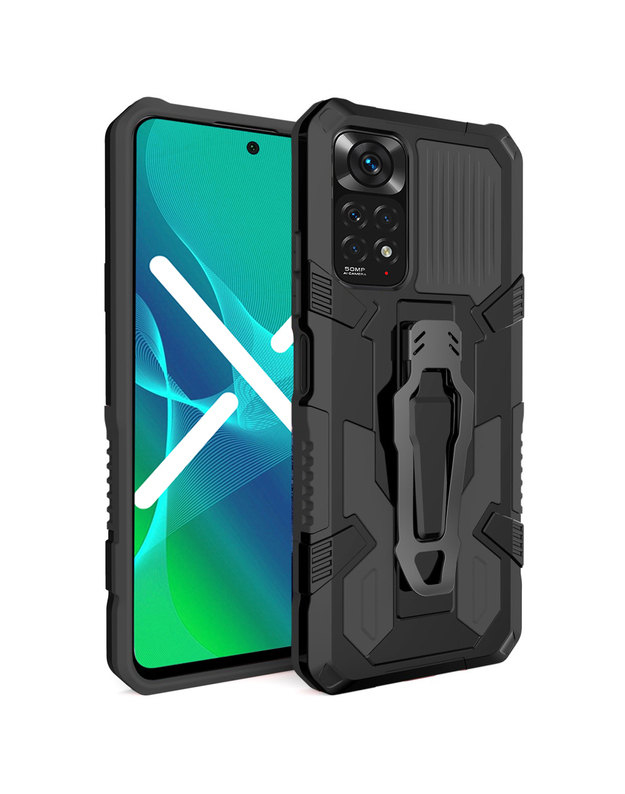 Hibridinis KickStand dėklas skirtas Xiaomi Redmi Note 11/11S, juodas