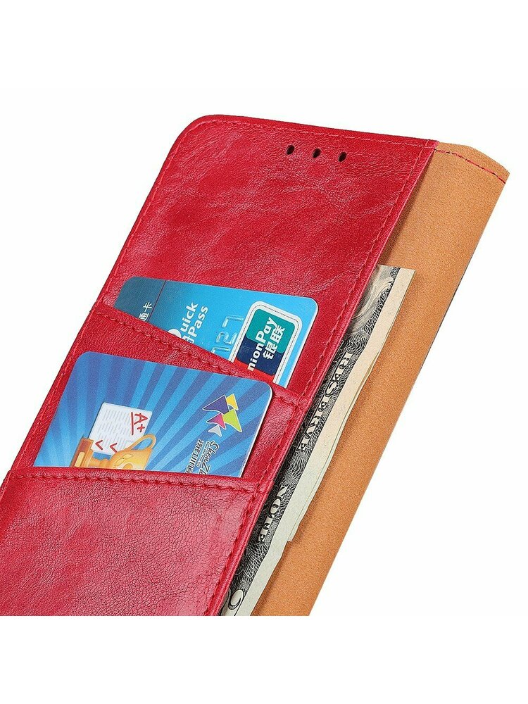 Piniginės odinis dėklas, skirtas Xiaomi Redmi Note 9 – raudonas