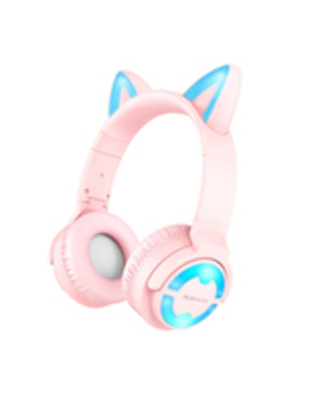 BOROFONE AUSINĖS BO15 CAT EAR BLUETOOTH ROŽINĖS SPALVOS