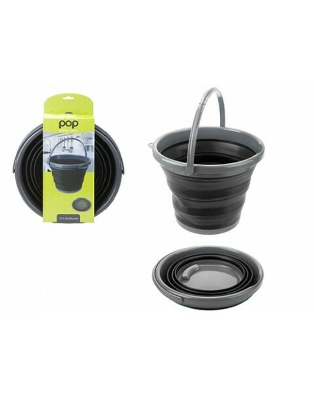 Sulankstomas 10 litrų kibiras su rankena „Pop!“ – juodas/pilkas