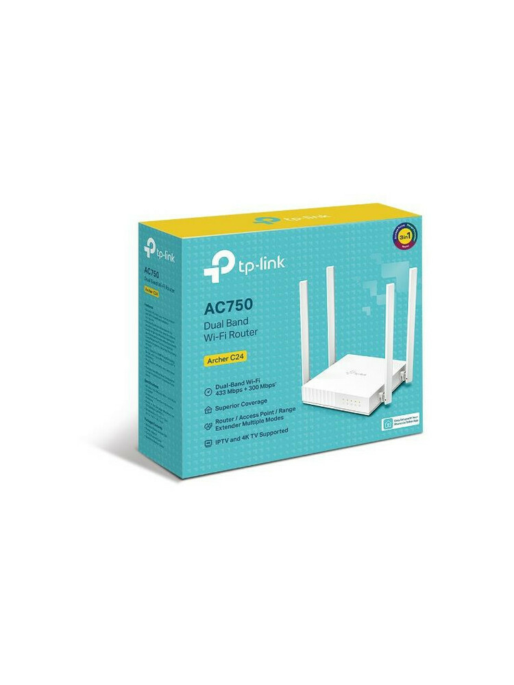 Maršrutizatorius TP-LINK Dual Band Router Archer C24 802.11ac, 300+433 Mbit/s, 10/100 Mbit/s, Ethern