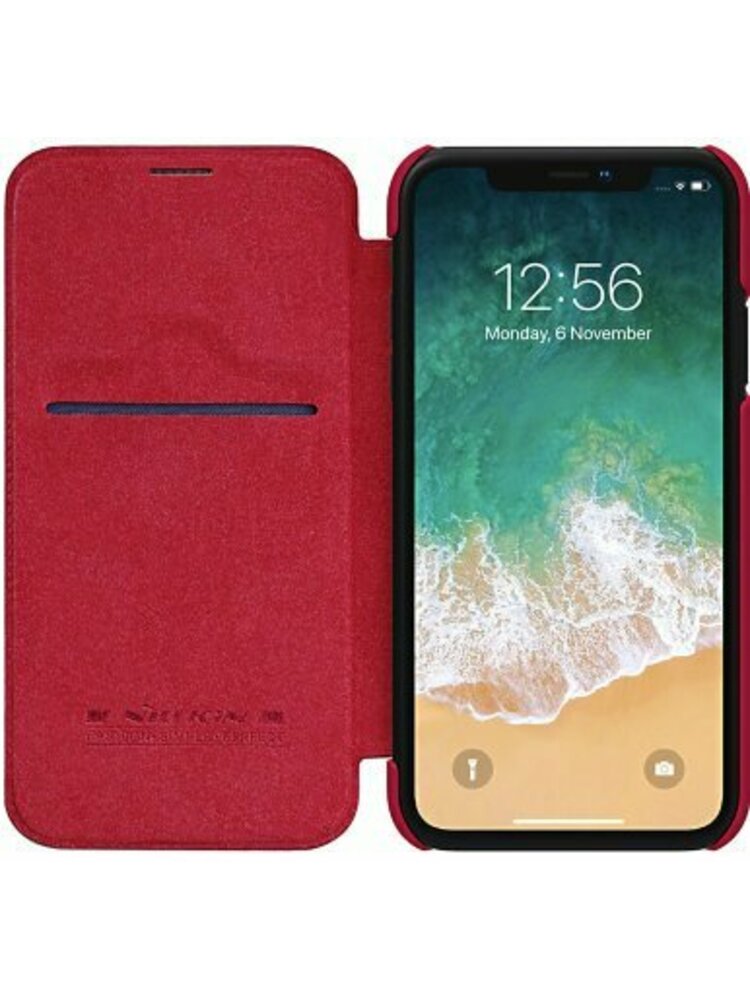 Nillkin Qin Booktype PU atverčiamas dėklas, skirtas iPhone XR – raudonas 